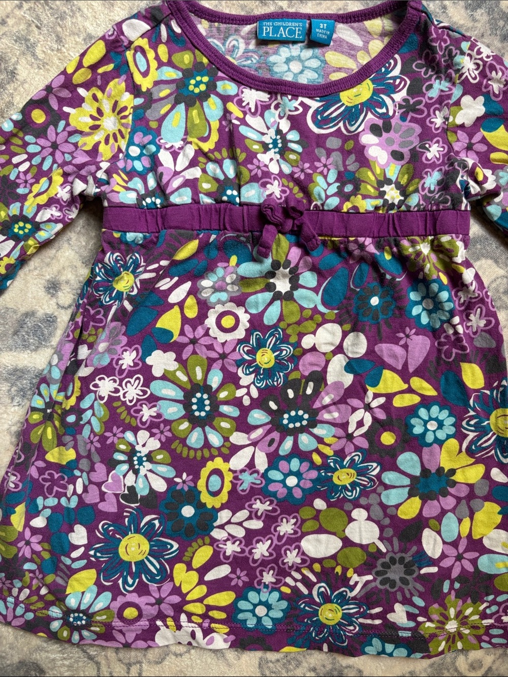 The Children's Place Purple Floral Long-Sleeve Dress for Kids